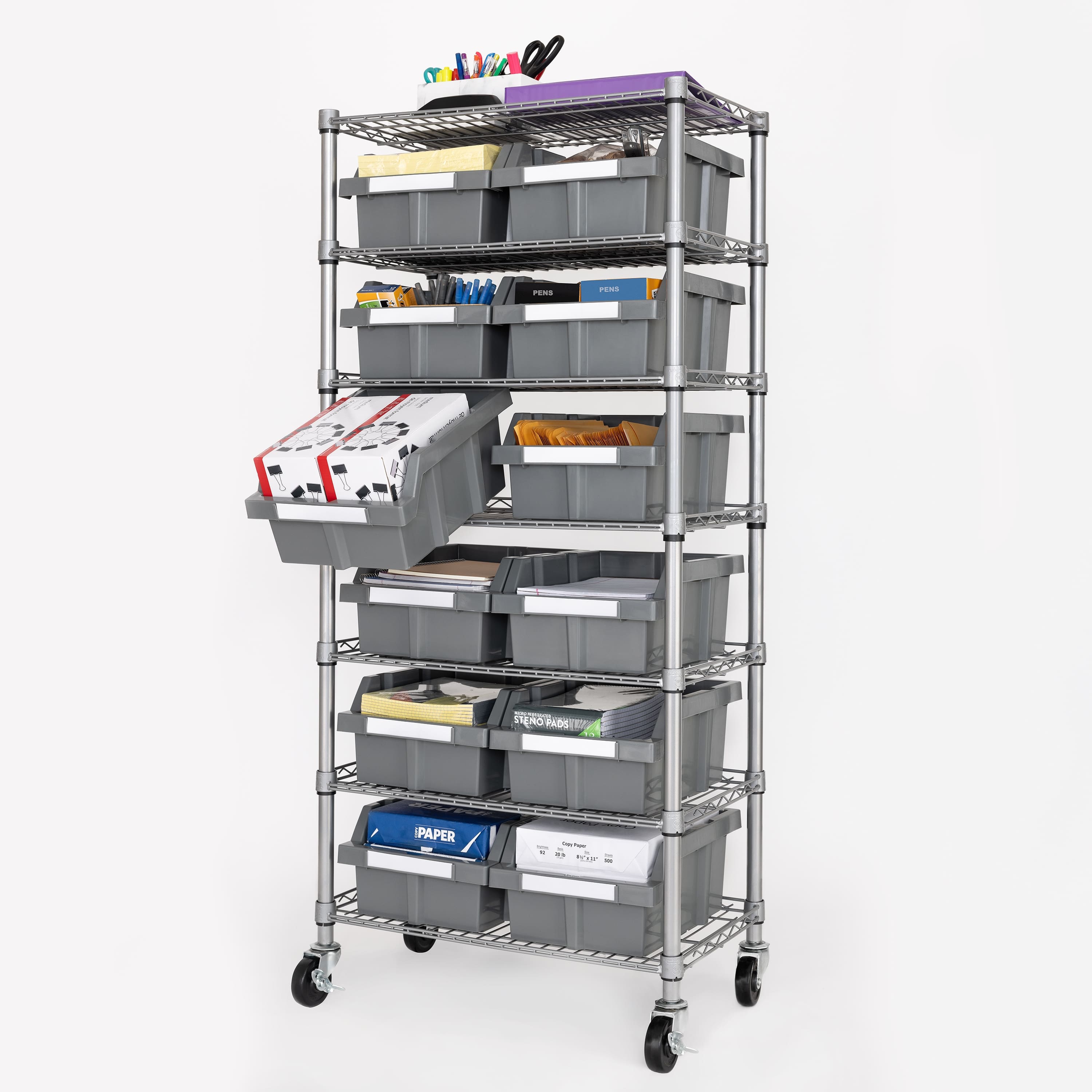 Seville Classics Commercial 7Tier NSF 12 Bin Steel Rack Shelving